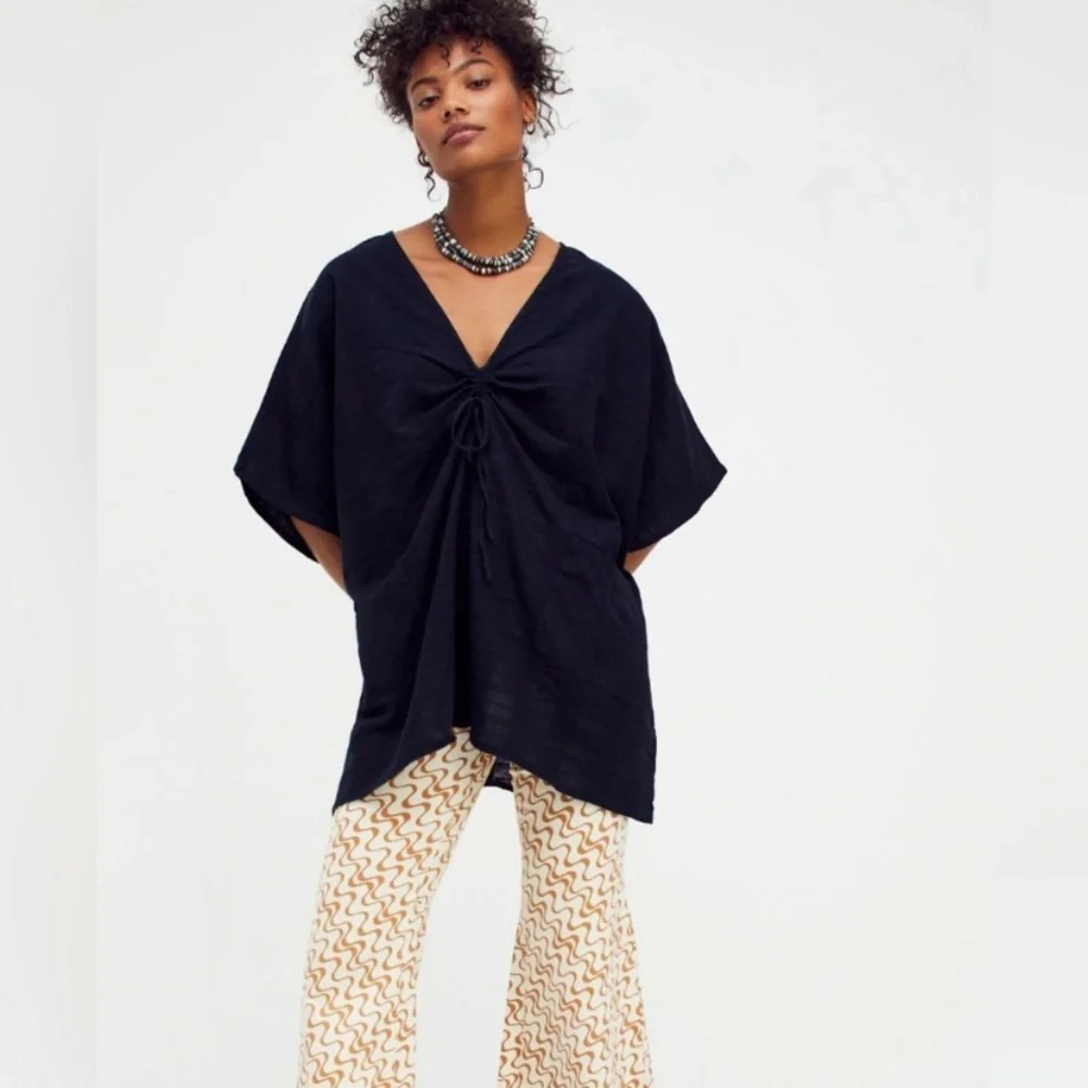 Free People Riviera Kaftan Black Tunic Top